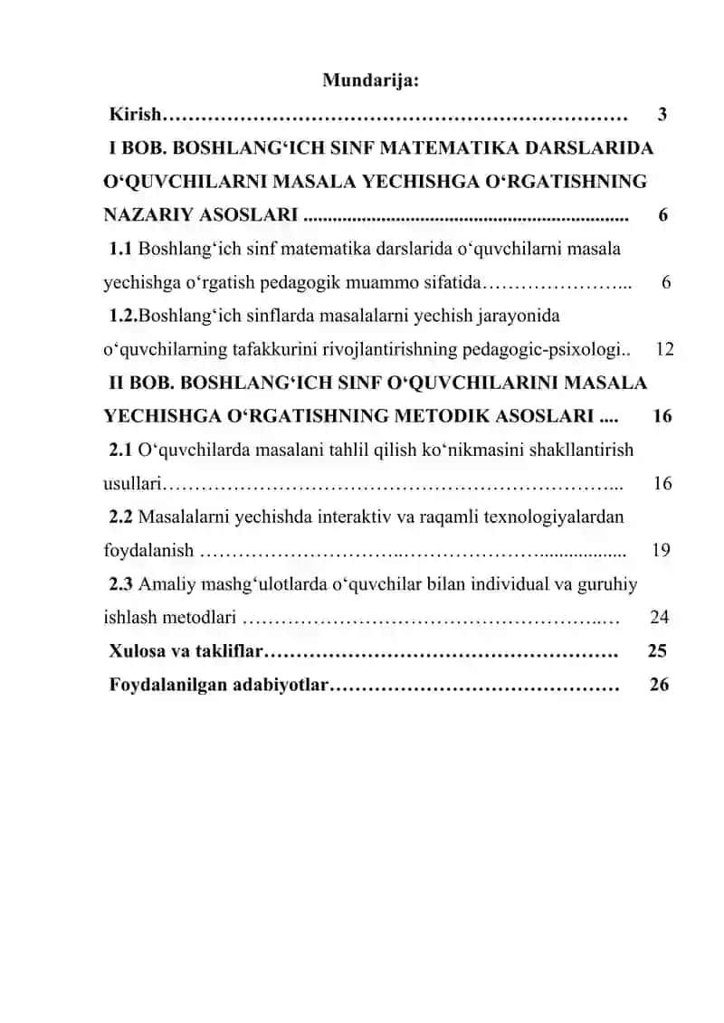 Boshlang'ich sinf matematika darslarida o'quvchilarni masala yechishga o'rgatish usullari 2