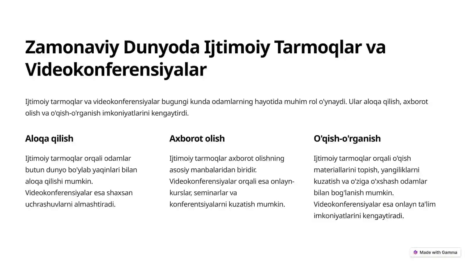 Zamonaviy Dunyoda Ijtimoiy Tarmoqlar va Videokonferensiyalar 2