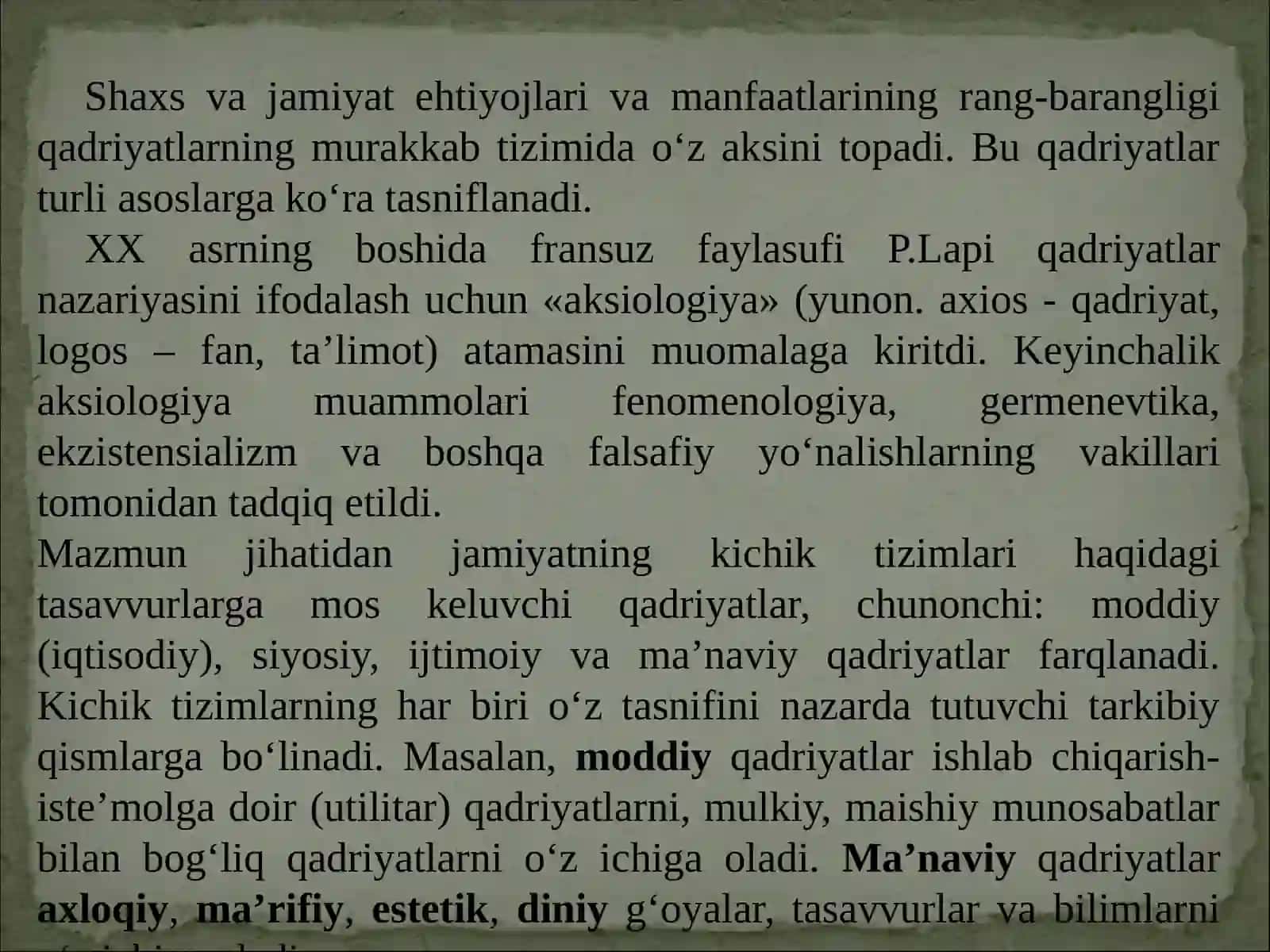 Qadriyatlar falsafasi (aksiologyia) 2