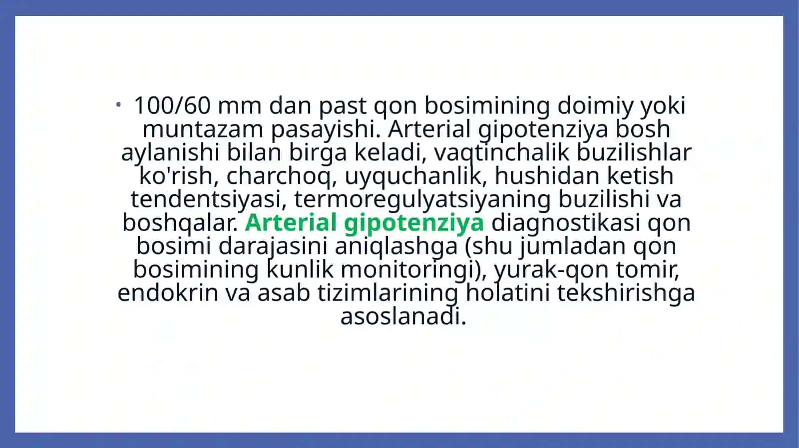 Arterial gipotenziyalar,ularning turlari,sabablari va rivojlanish mexanizmlari 2