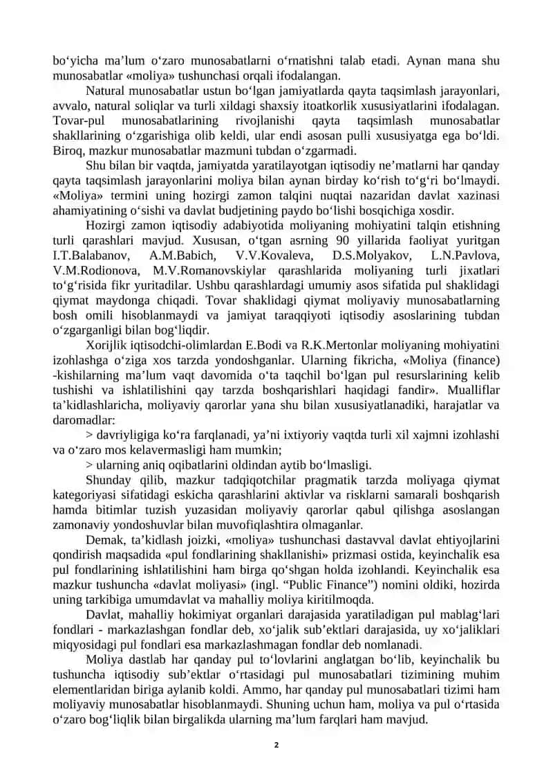 Moliyaning mohiyati va funksiyalari 2