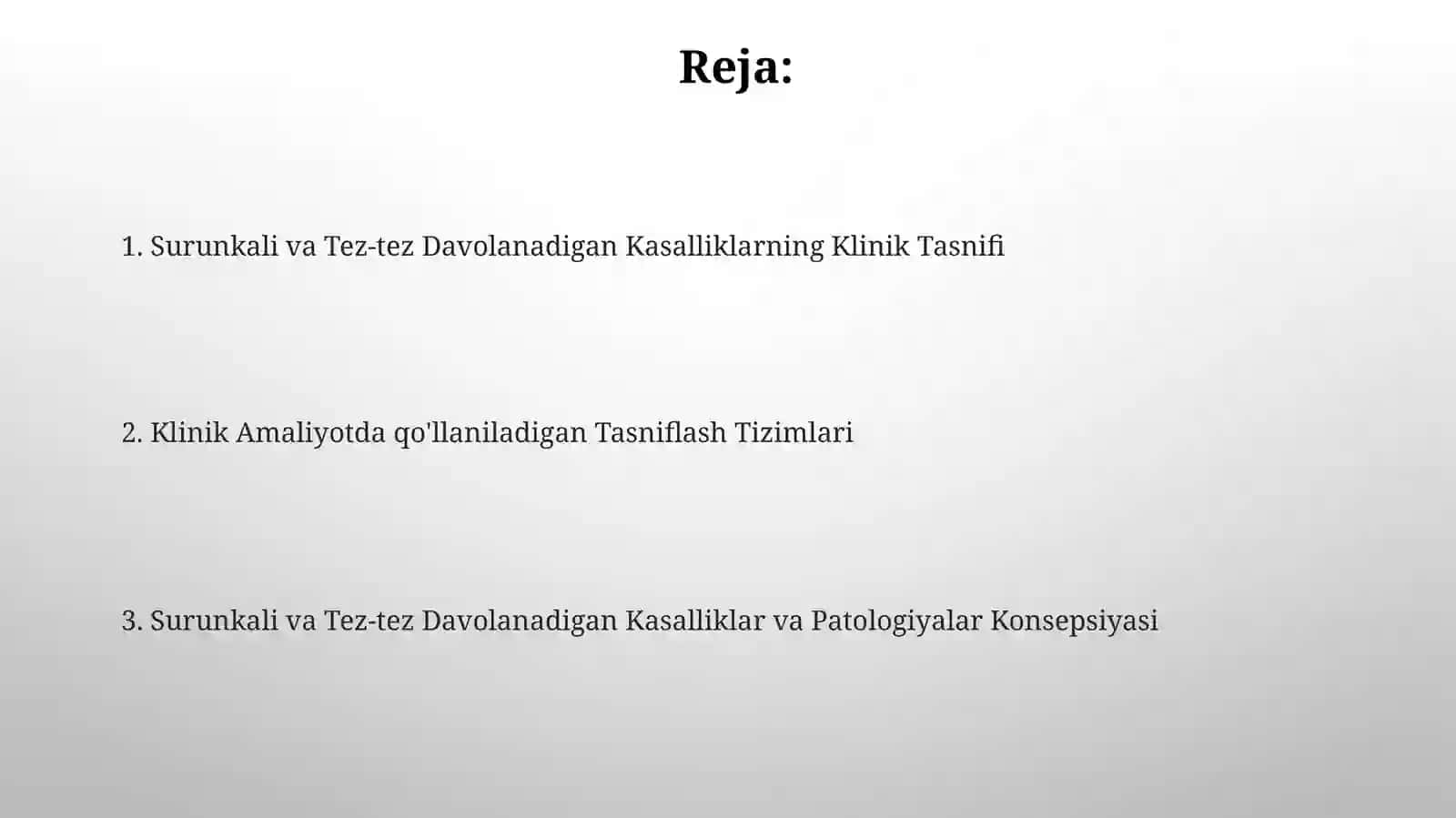 Klinik Amaliyotda qo'llaniladigan Tasniflash Tizimlari 2