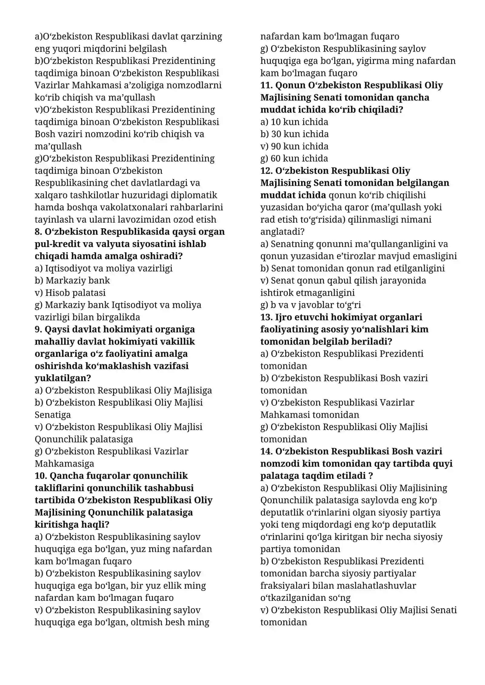 YANGI TAHRIRDAGI O’ZBEKISTON RESPUPLIKASI KONSTITUSIYA 2