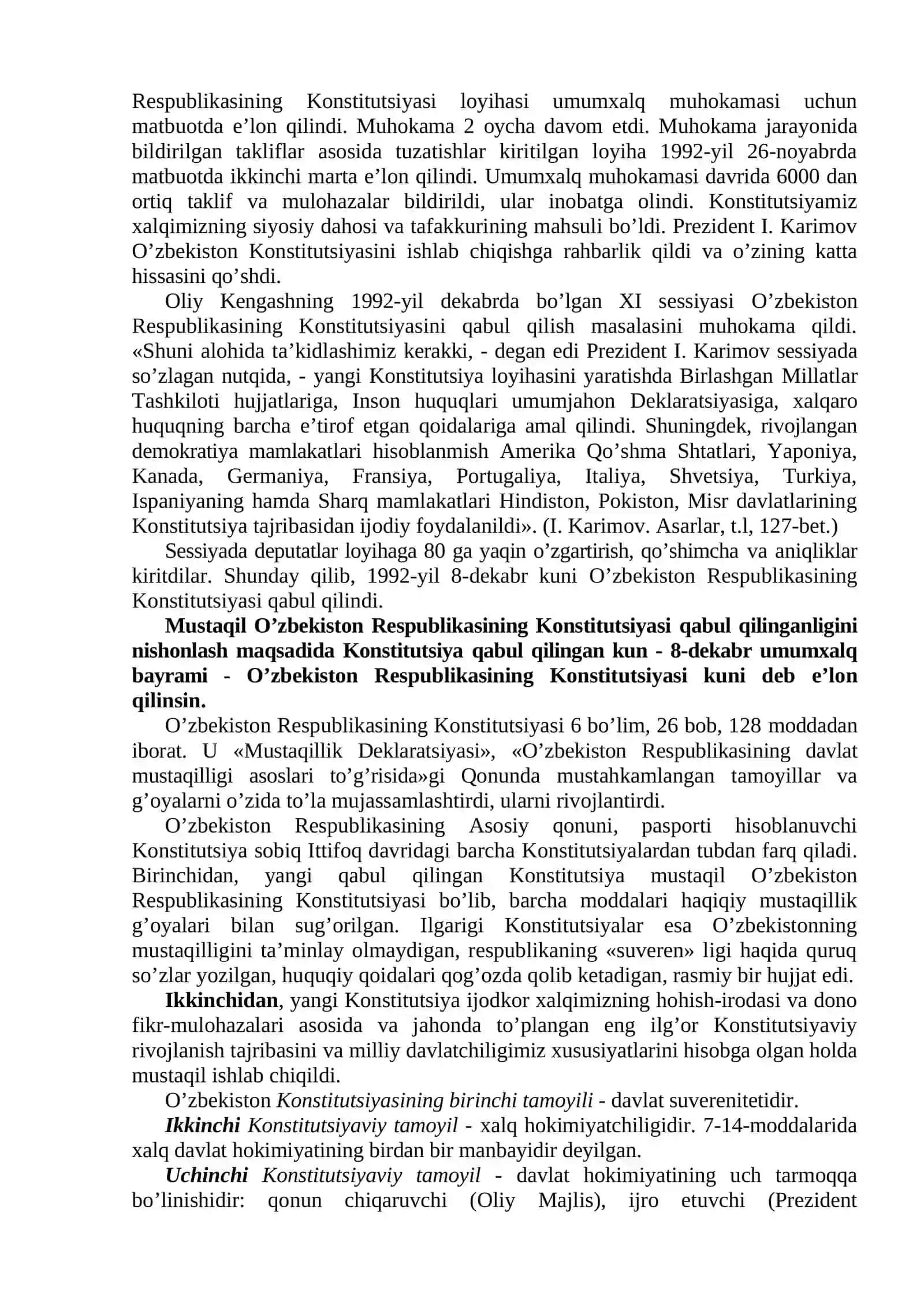 O’zbekiston Respublikasining Konstitutsiyasi qabul qilinishi 2