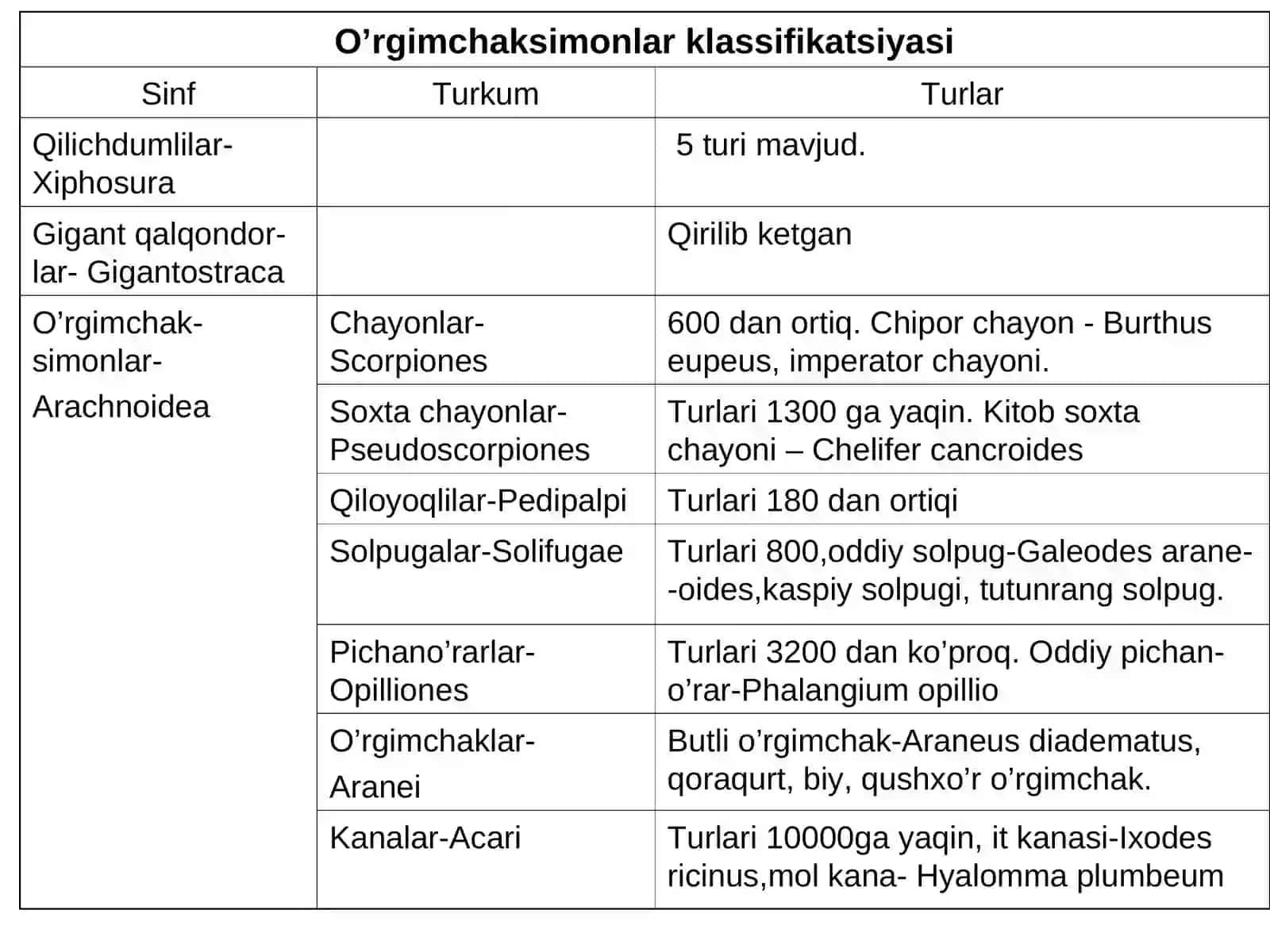 O’rgimchaksimonlarning xilma-xilligi 2