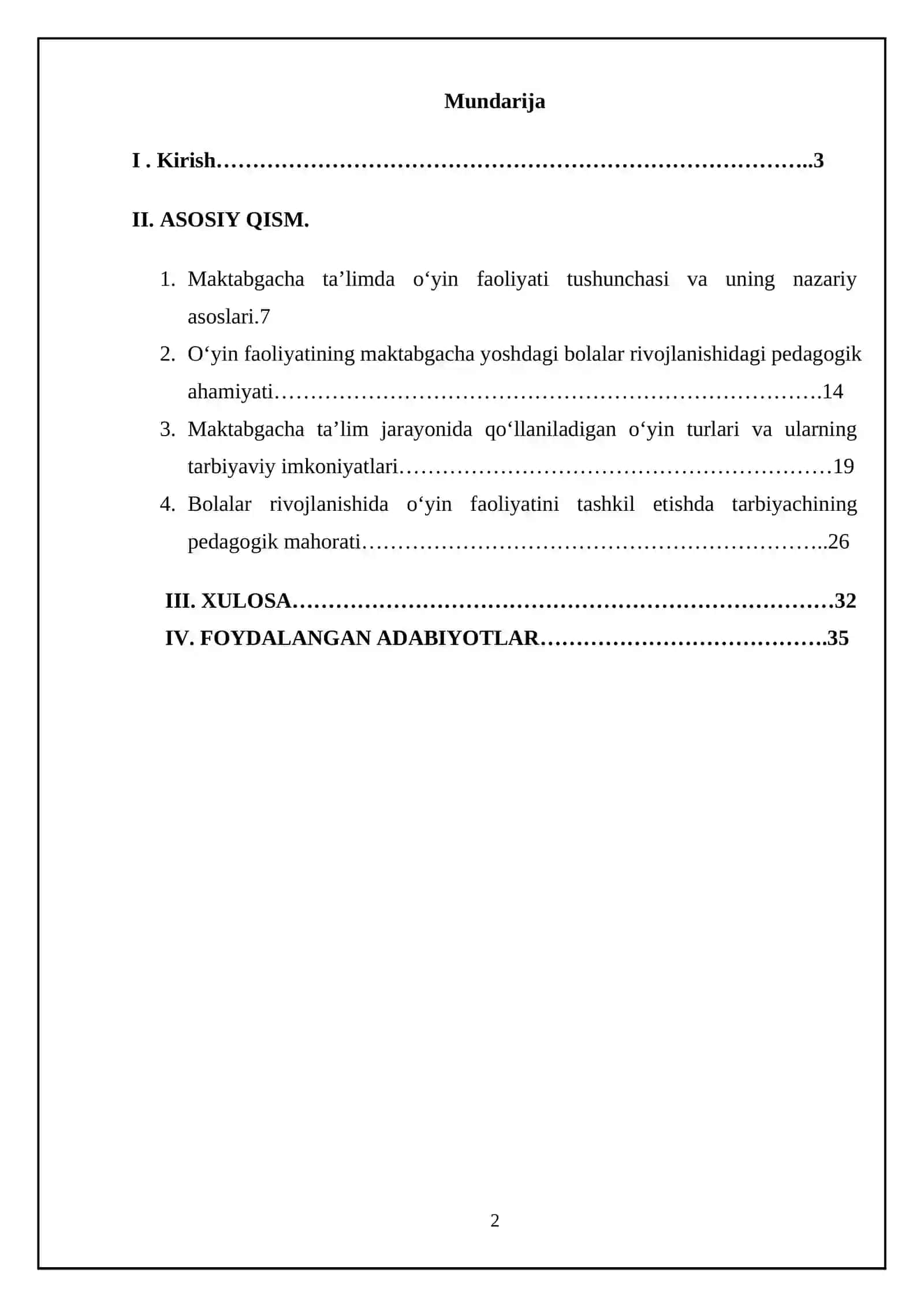 MAKTABGACHA TA’LIMDA O‘YIN FAOLIYATINING PEDAGOGIK AHAMIYATI 2