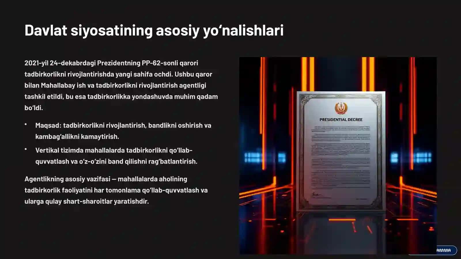 Tadbirkorlik tashabbuslarini qo‘llab-quvvatlash: O‘zbekistonda yangi imkoniyatlar davri 2