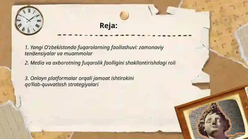 Yangi O‘zbekistonda fuqarolarning faollashuvi media va axborotning ahamiyati 2