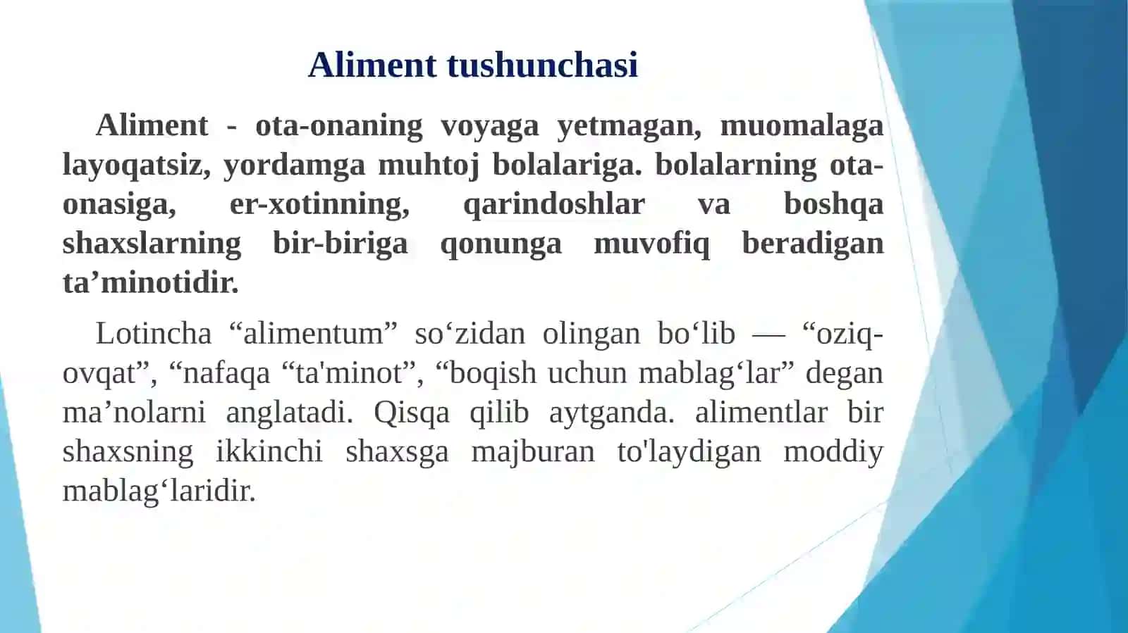 Ota-onavabolalarning aliment majburiyatlari 2