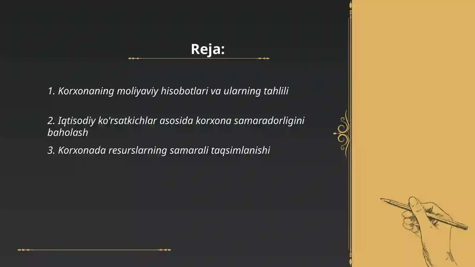 Korxonaning iqtisodiy salohiyati tahlili 2