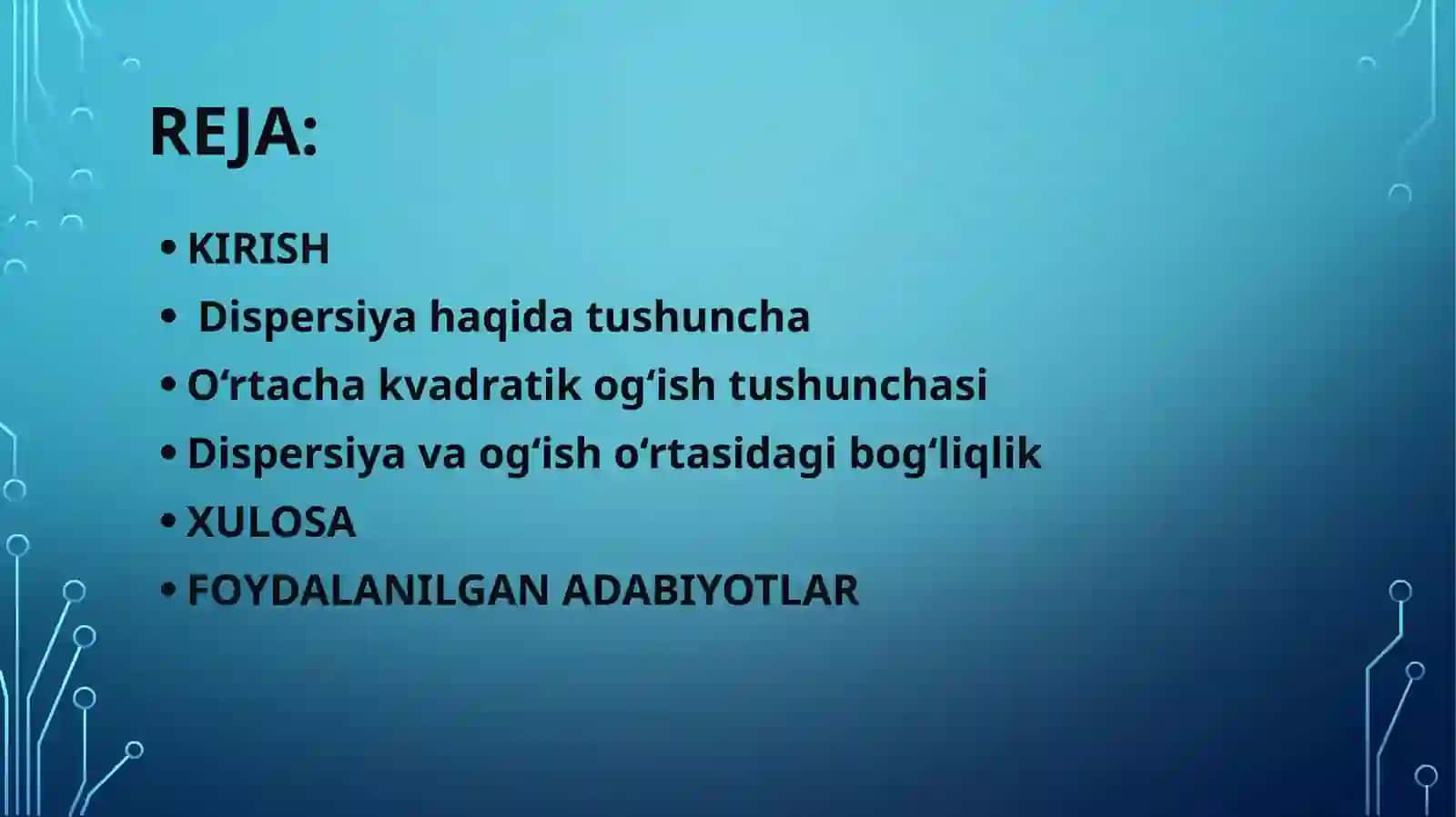 Dispersiya va oʻrtacha kvadratik oʻgʻish 2