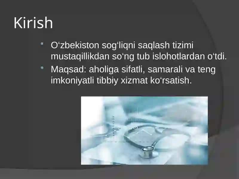 O‘zbekiston Respublikasi sog‘liqni saqlash tizimini rivojlantirish strategiyasi 2