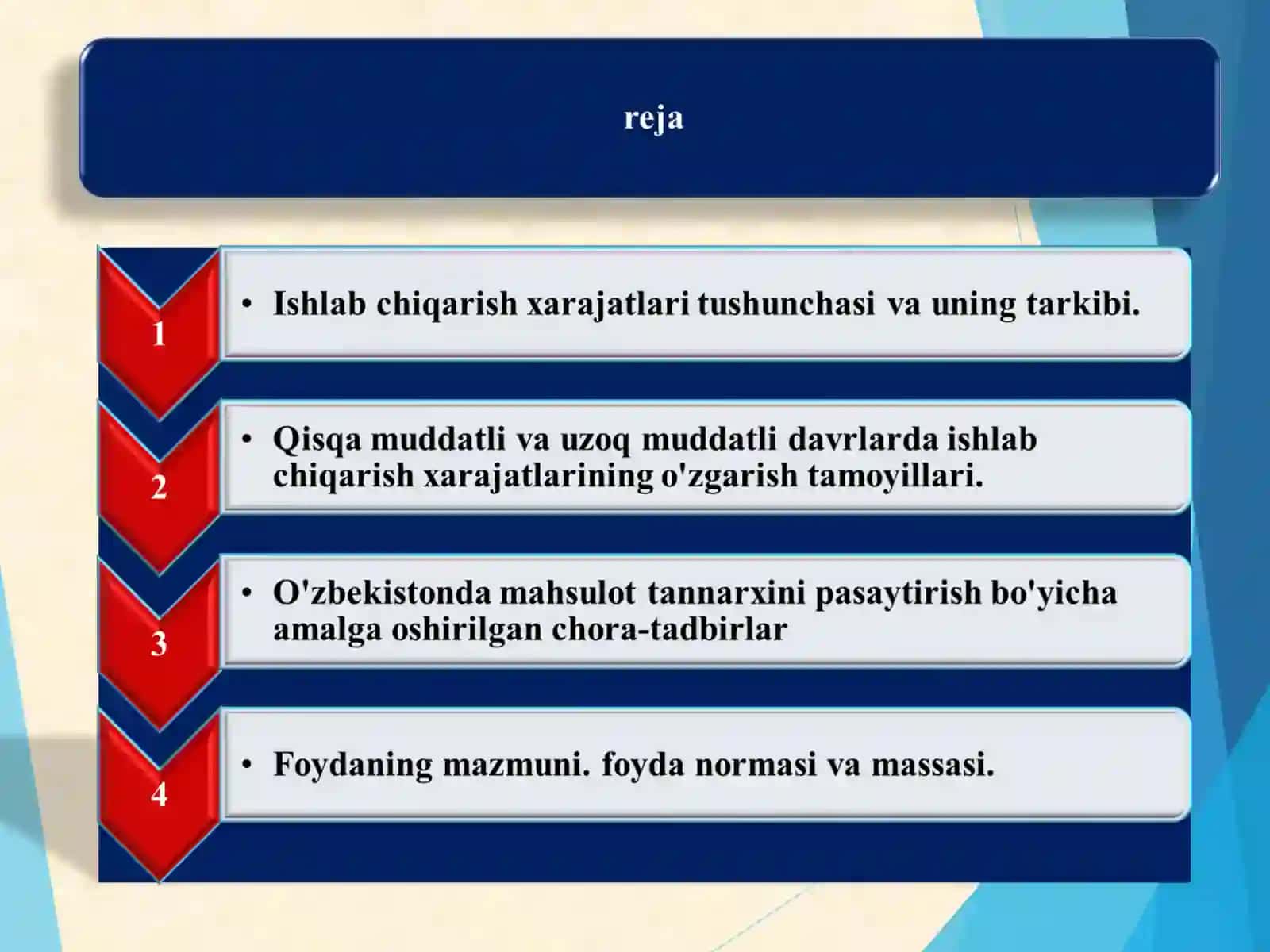 KORXONA ISHLAB CHIQARISH XARAJATLARI VA FOYDASI 2