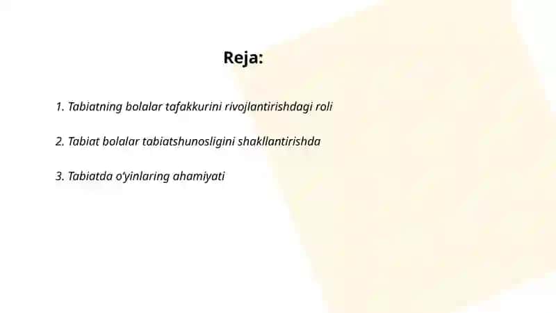 Tabiat-bolalarni har tomonlama kamol topishida asosiy omil sifatida 2
