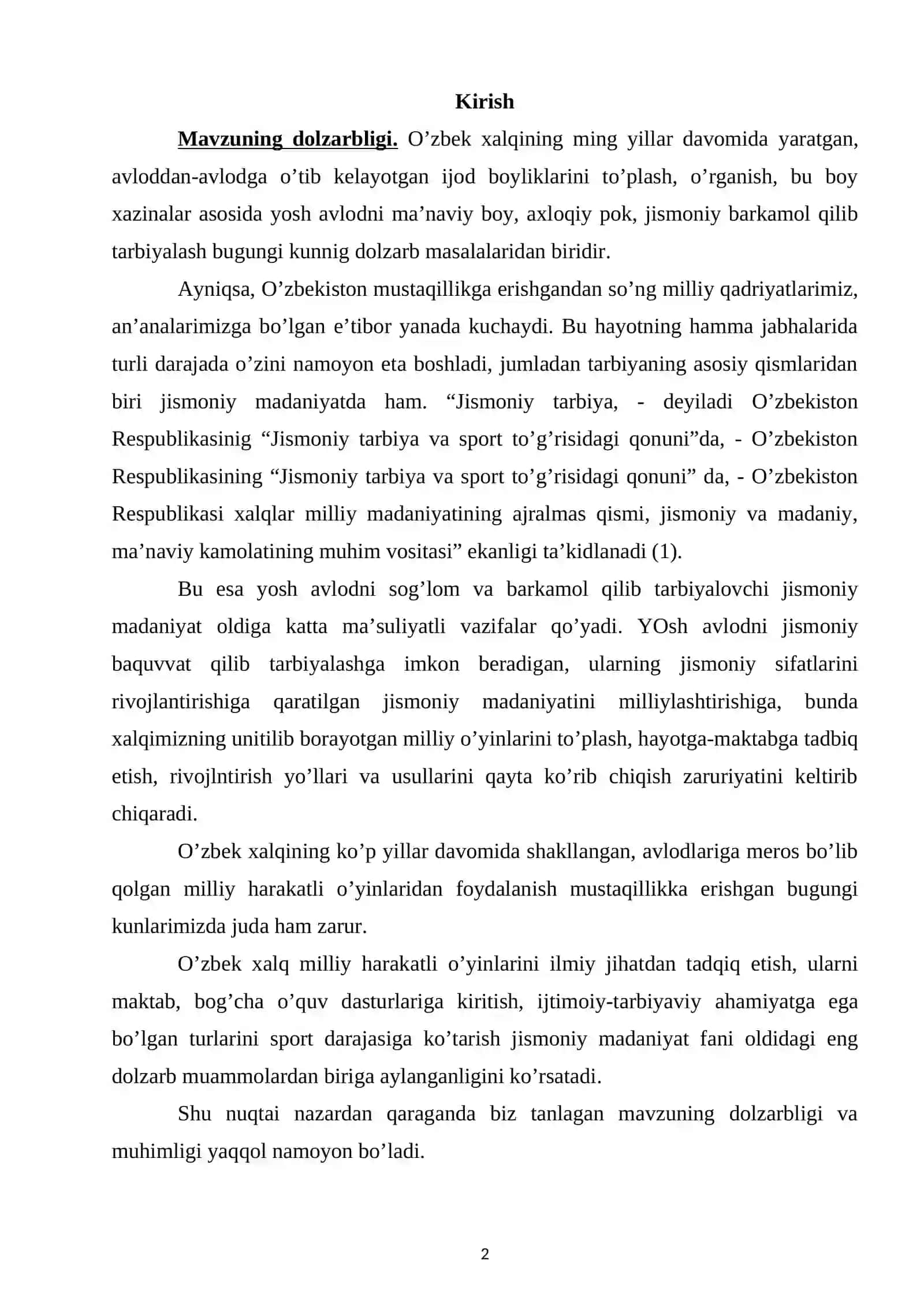 Boshlang‘ich sinf quvchilaring jismoniy tayyorgarliginioshirishda milliy xalq o‘yinlarining ahamiyati 2