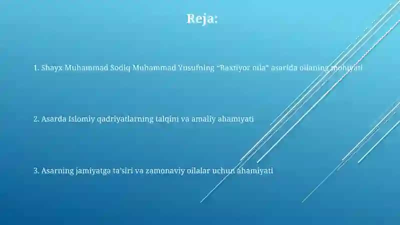 Shayx Muhammad Sodiq Muhammad Yusufning "Baxtiyor oila" asarida islom qadriyatlarining talqini 2