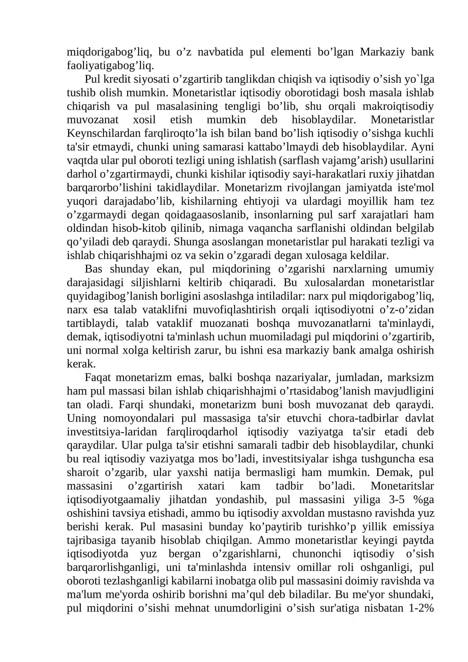 Monetaristlar, Sotsial-institutsionistlar va Liberallar Ta'limoti 2