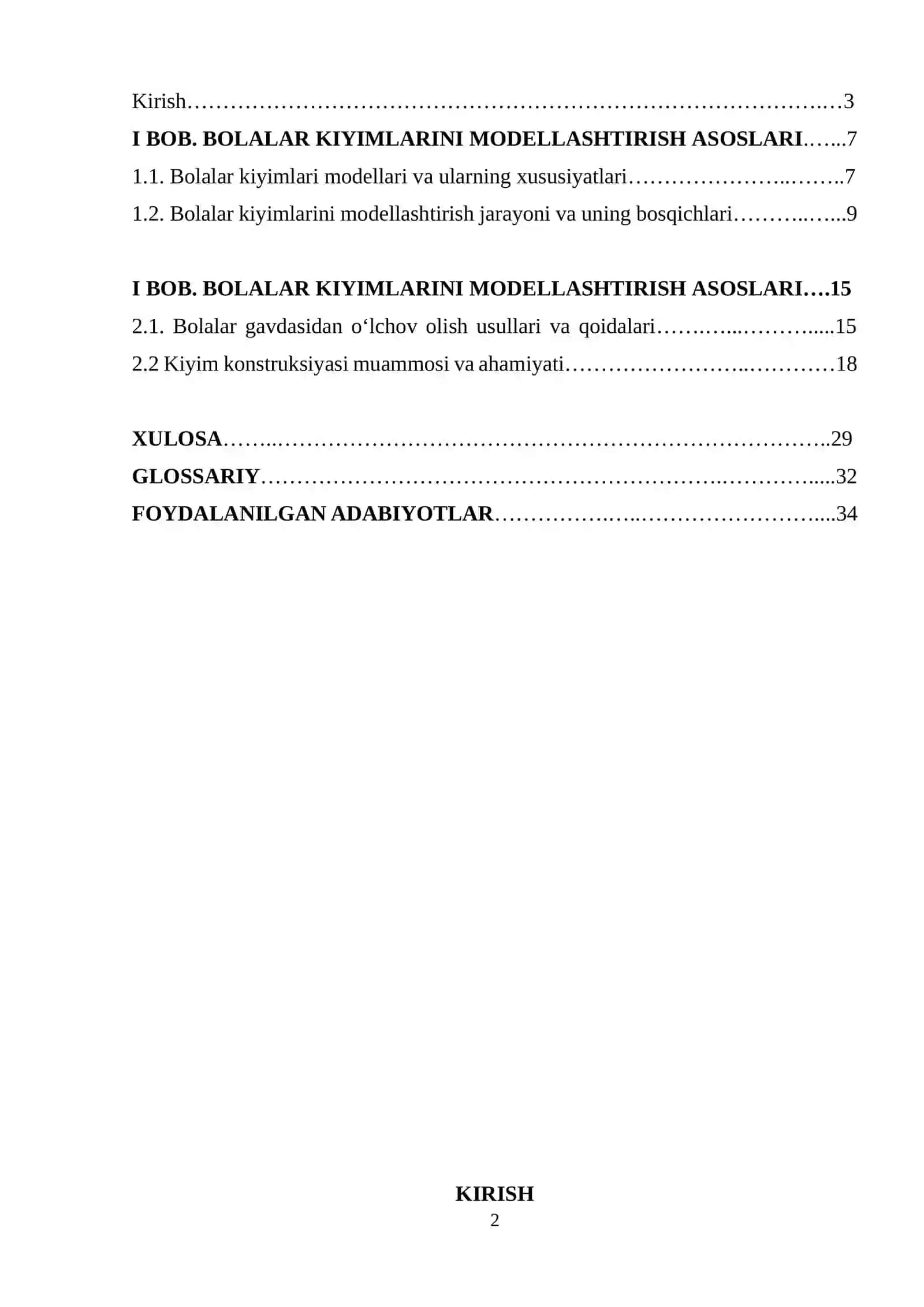 Bolalar kiyimlarini modelini yaratish. Kiyimni konstruksiyalash uchun kerakli o‘lchovlarni gavdadan olish (bolalar gavdalari) 2