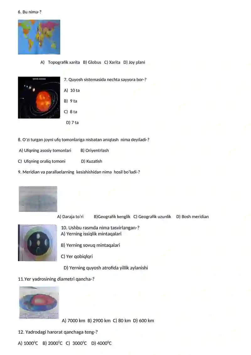 5-SINFLAR UCHUN PISA TEST 2