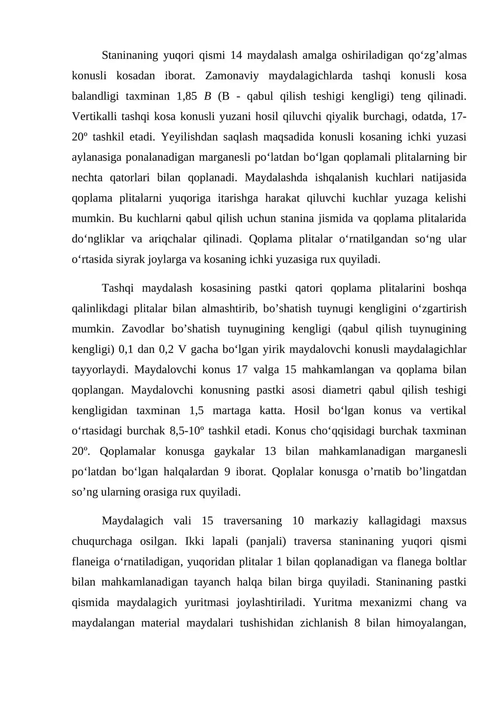 YIRIK MAYDALOVCHI KONUSLI MAYDALAGICHLARNING TEXNOLOGIK TAVSIFLARI 2