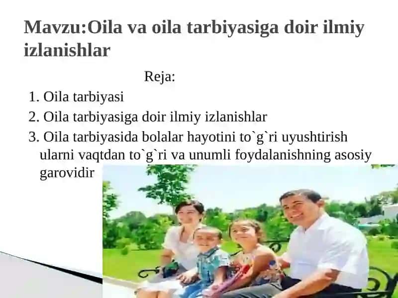 Oila va oila tarbiyasiga doir ilmiy izlanishlar 2