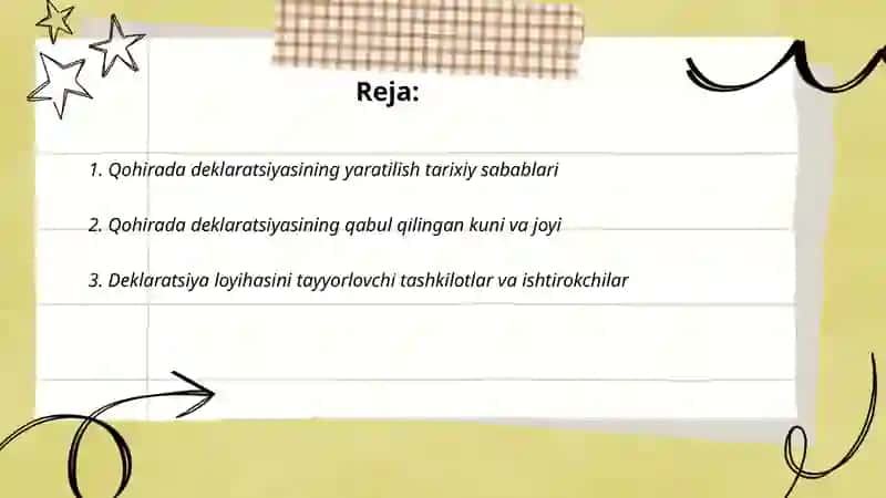 Qohirada Deklaratsiyasi Tarixi va Mazmuni 2