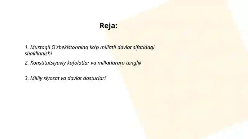 Mustaqil O'zbekistonning ko'p millatli davlat sifatidagi shakllanishi 2