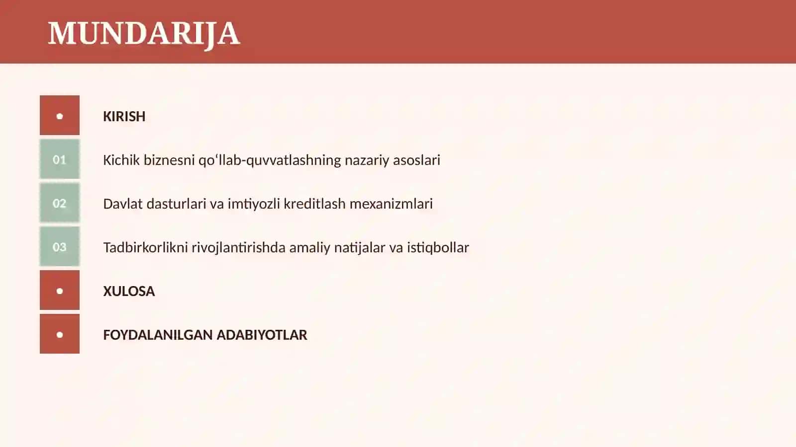 O'ZBEKISTONDA KICHIK BIZNES VA TADBIRKORLIK SUBYEKTLARINI DAVLAT TOMONIDAN QO`LLAB QUVVATLASH SHAKLLARI 2
