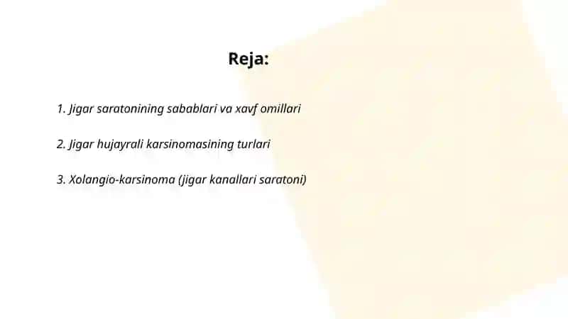 Jigar saratonining sabablari va xavf omillari 2
