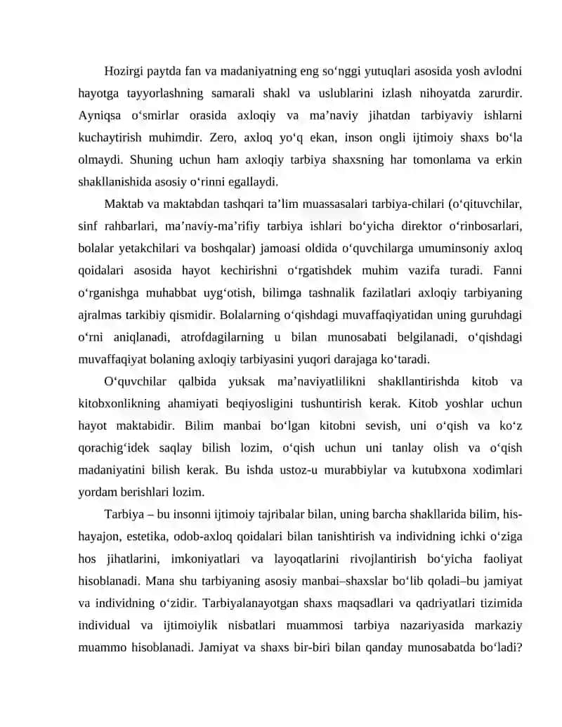 Boshlang'ich ta'lim tizimida tarbiyaviy ishlarni tashkil etish 2