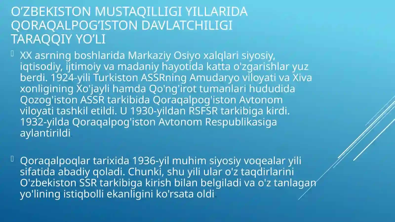 Mustaqillik yillarida Qoraqalpog’iston respublikasi 2