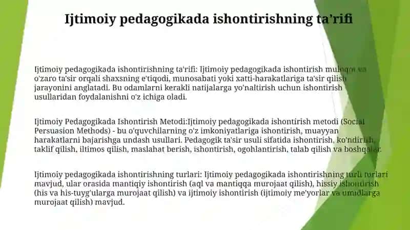 Ijtimoiy Pedagogikada Ishontirish Metodi 2
