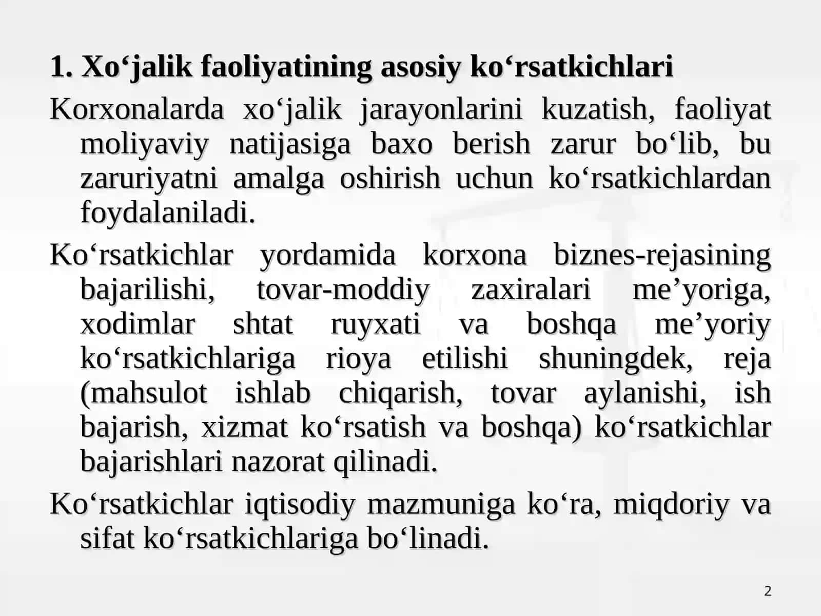 Biznes jarayonlari va ularni hisobga olish 2