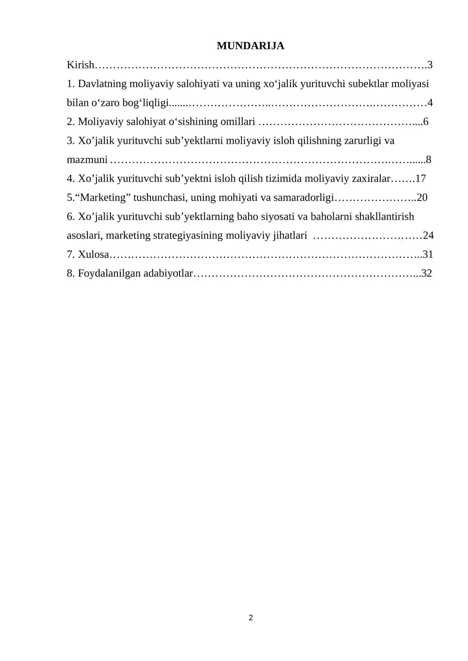 Mоliyаviy sаlоhiyаti vа uning xо‘jаlik yurituvchi subektlаr mоliyаsi 2