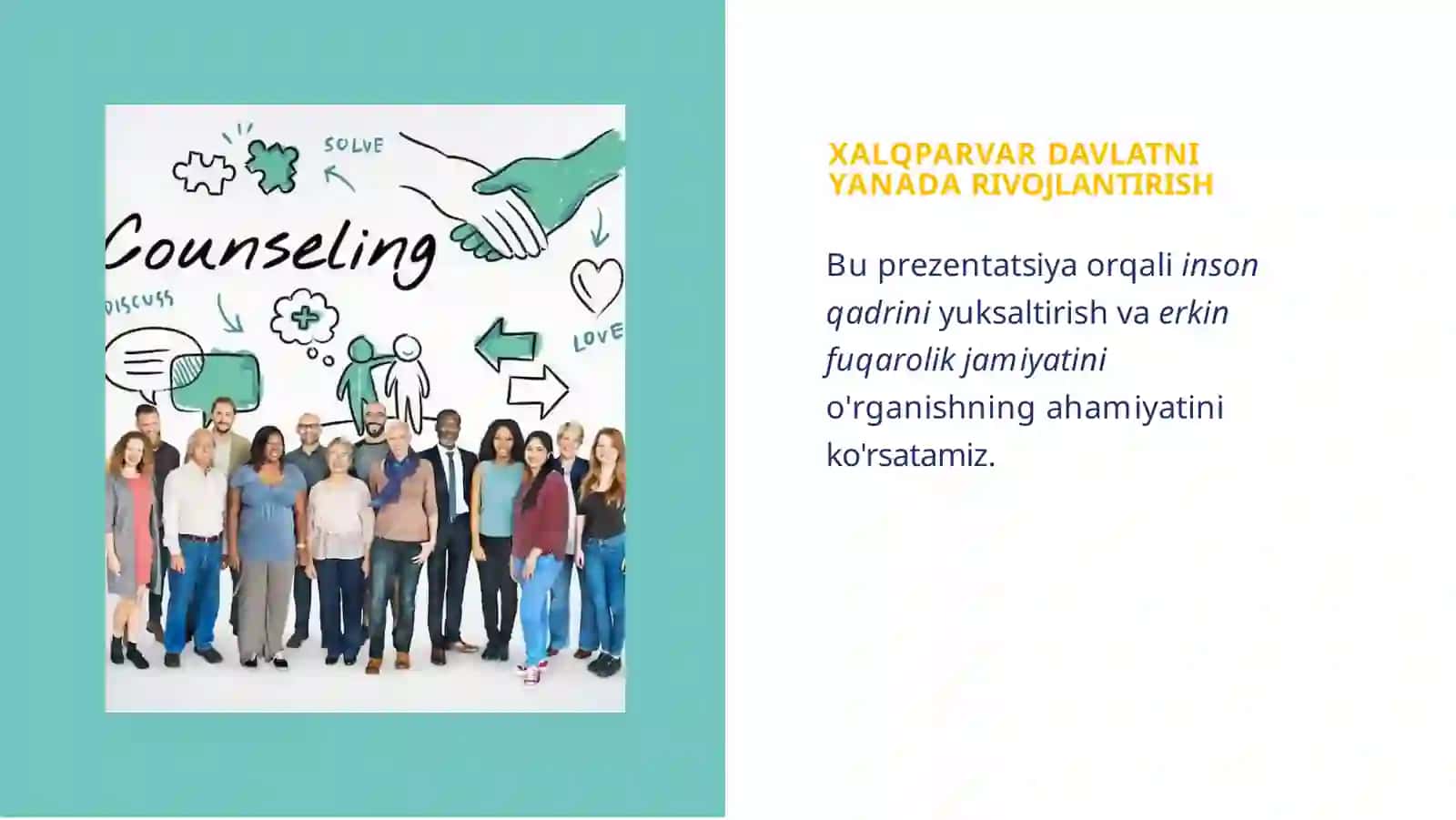 Inson qadrini yuksaltirish va erkin fuqarolik jamiyatini yanada rivojlantirish orqali xalqparvar davlat barpo etish 2
