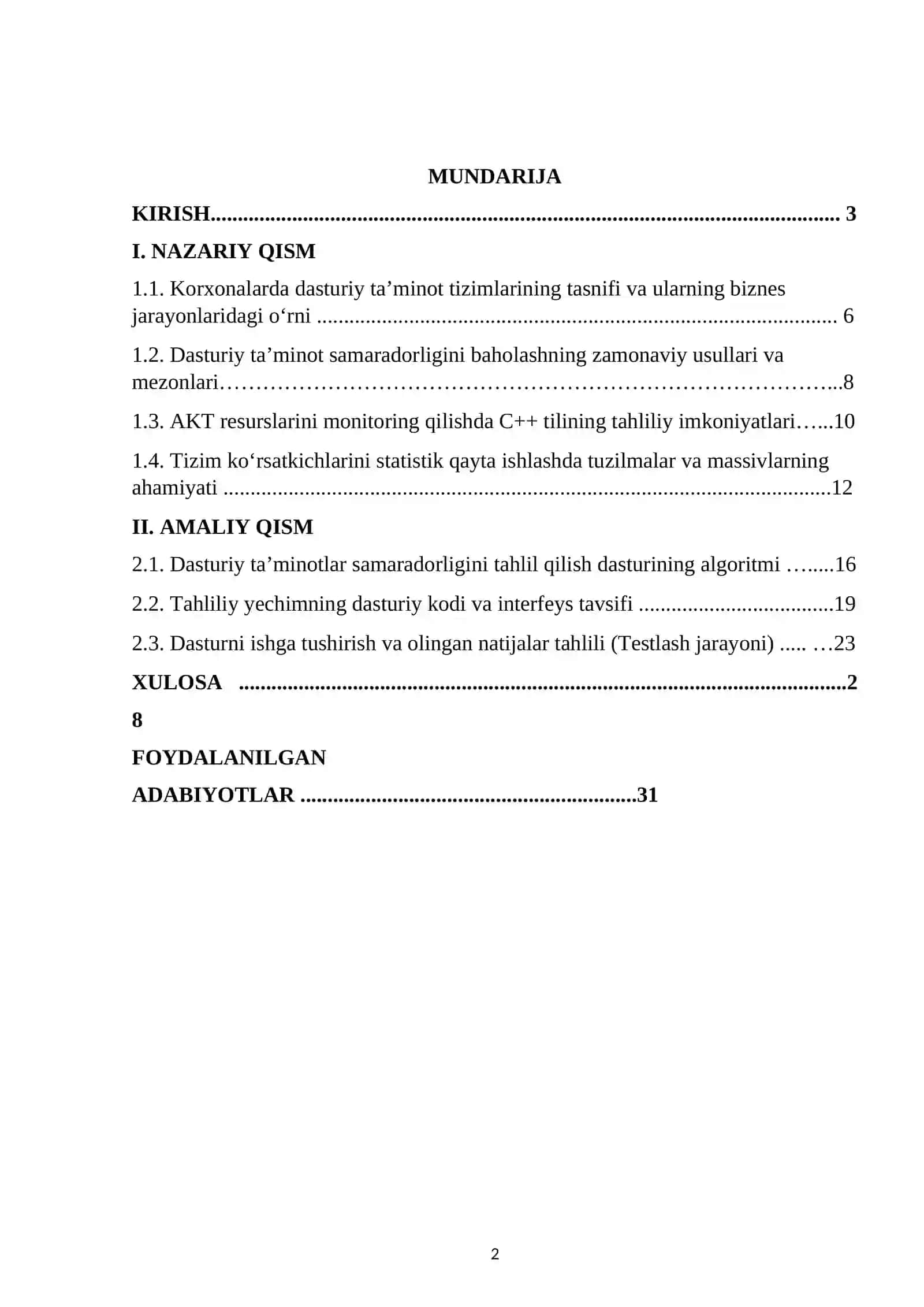 Korxonada qo‘llanilayotgan dasturiy ta’minot tizimlarini tahlil qilish va samaradorligini baholash dasturiy yechimini yaratish 2