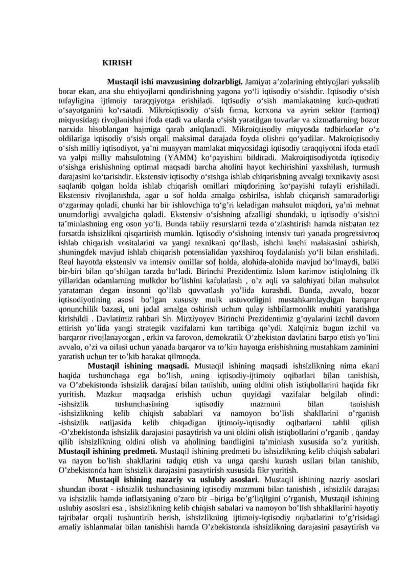 Ishsizlikning kelib chiqish sabalari va uning namoyon bo’lish shakllari 2