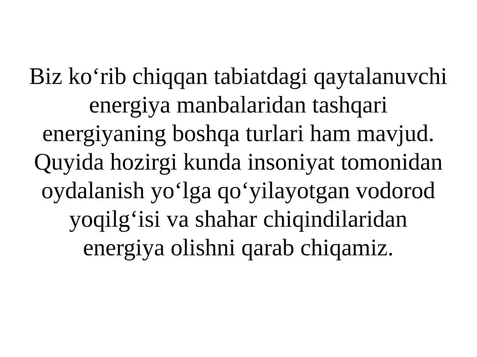 Vodorod yoqilg‘isi va shahar chiqindilardan energiya olish 2