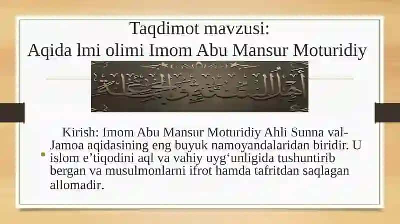 Aqida olimi Imom Abu Mansur Moturidiy 2