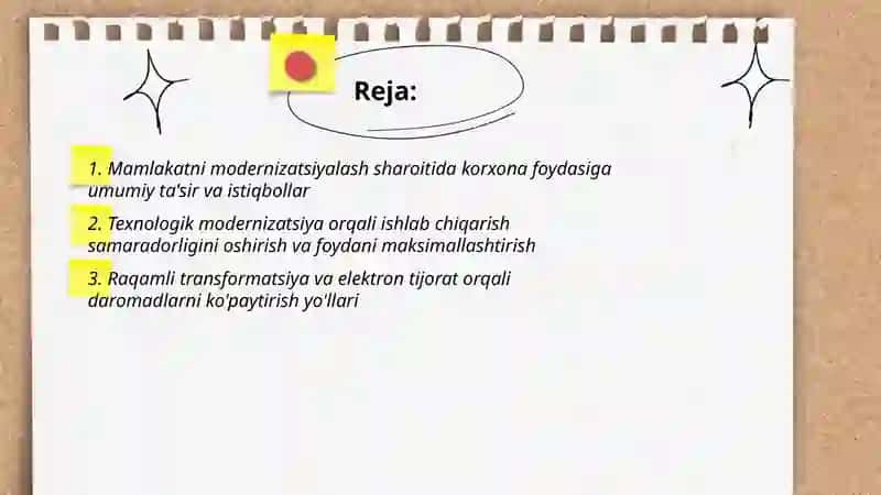 Mamlakatni modernizatsiyalash sharoitida korxona foydasi va uni maksimalllashtirish yoʻllari 2