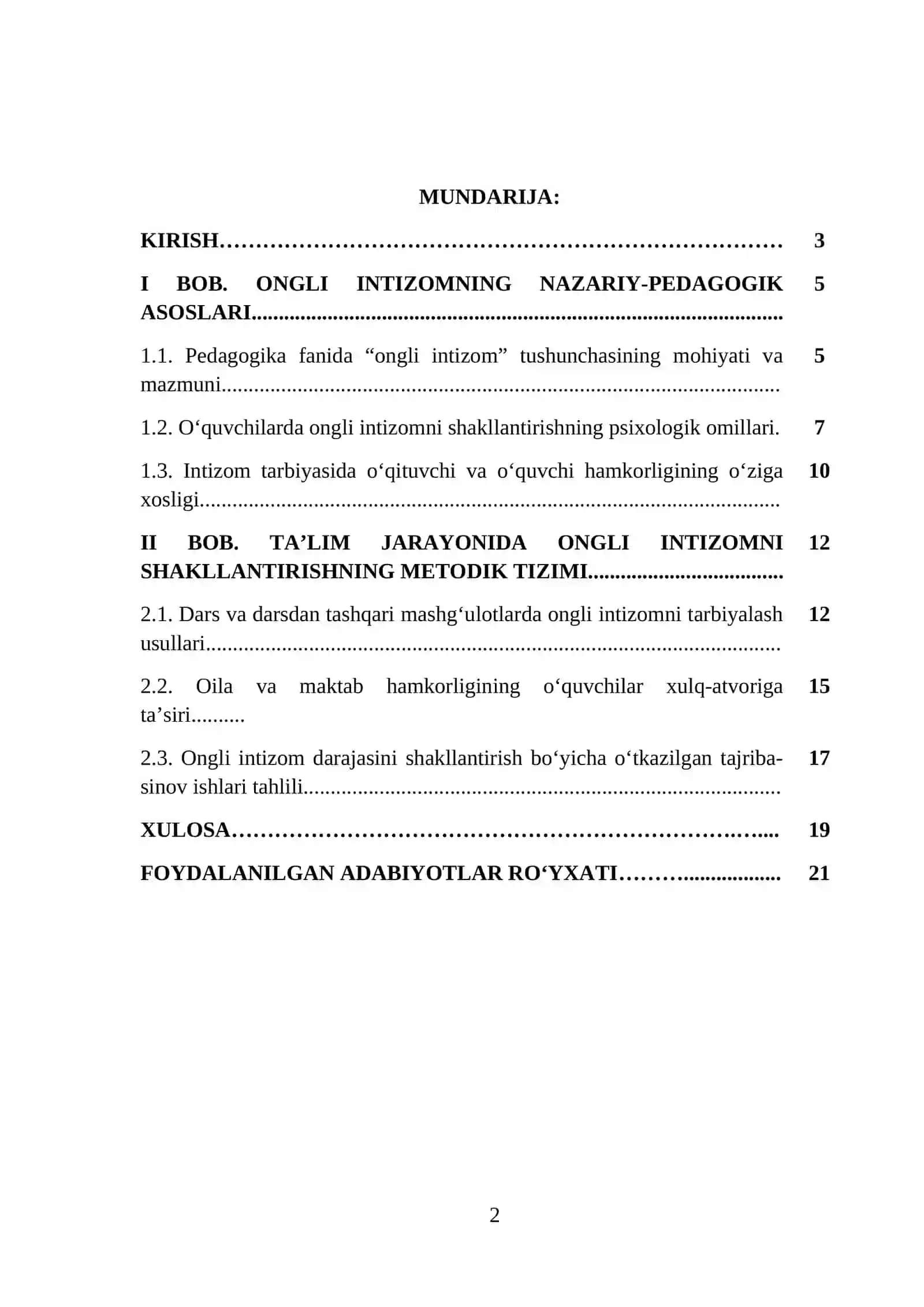 Ongli intizom tarbiyasi 2