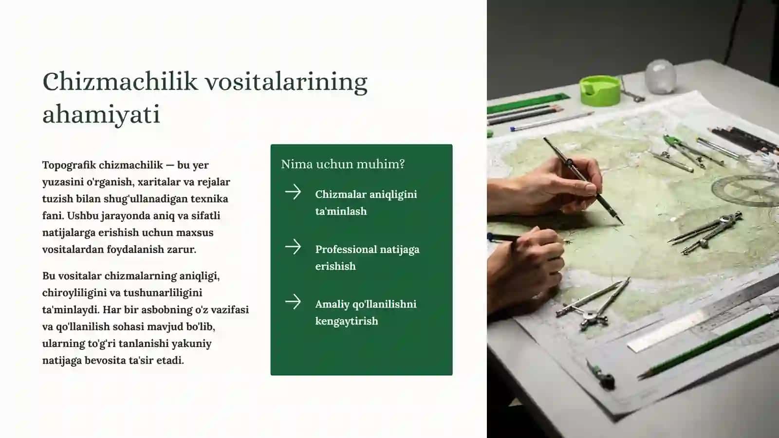 Topografik chizmachilikda ishlatiladigan asosiy vositalar 2