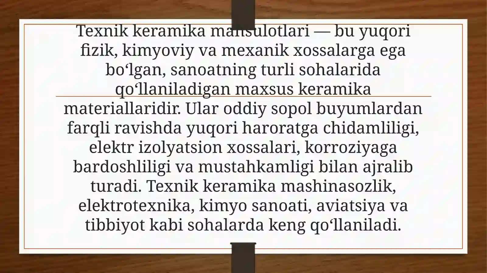 Texnik keramika mahsulotlarini ishlab chiqarish 2