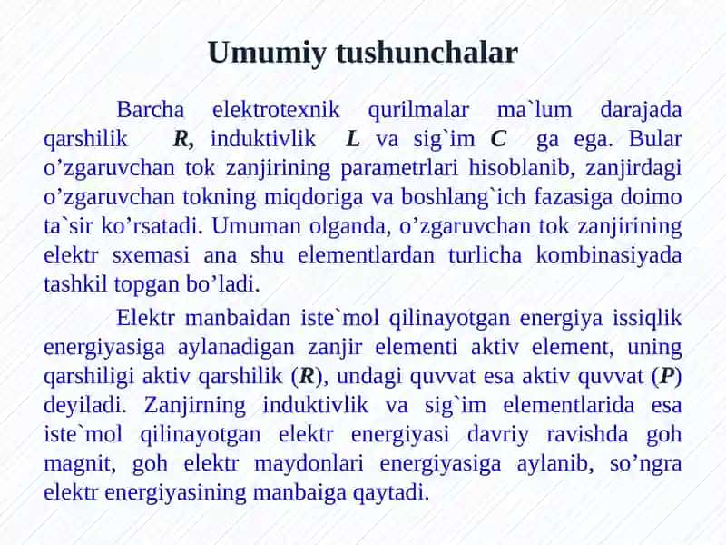 PASSIV ELEMENTLARDAGI SINUSOIDAL TOK 2