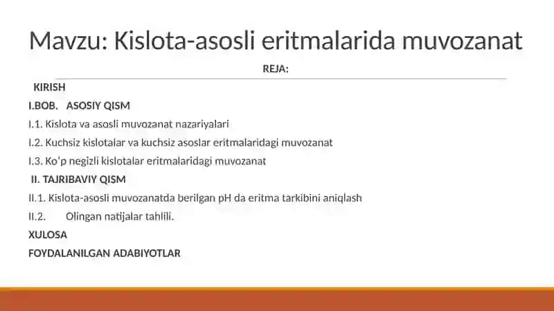 "Kislota-asosli eritmalardagi muvozanat" 2