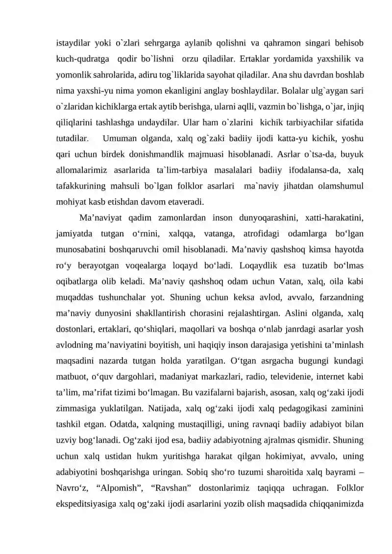 Xalq og‘zaki ijodi xalq qadriyatlarining tarkibiy qismi sifatida 2