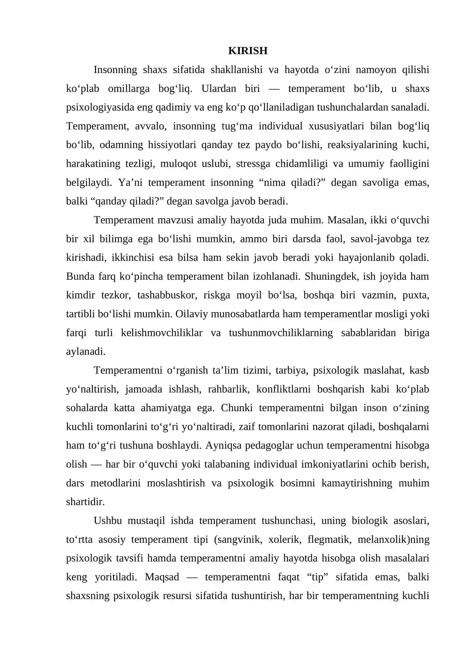 Temperament turlari va ularning psixologik tavsifi 2