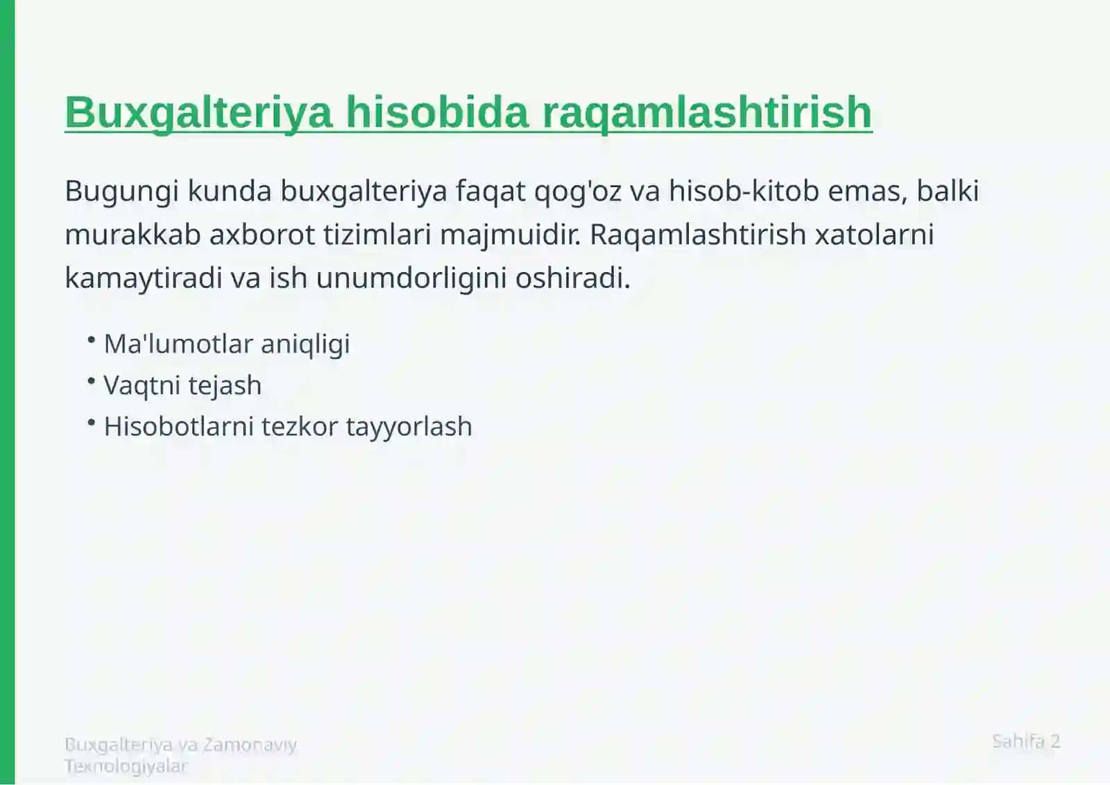 Buxgalteriya xisobi uchun dasturlar to'plami Buxgalteriya xisobi uchun xavolalar 2