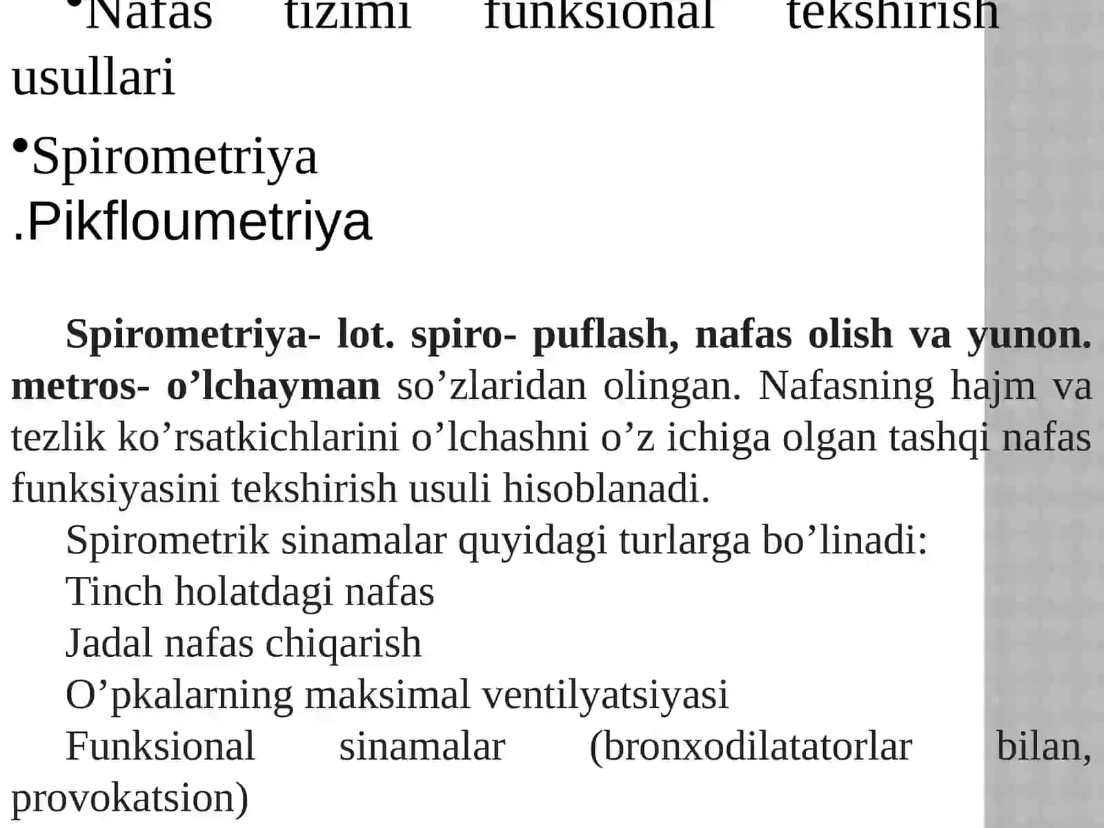 Nafas tizimi funksional tekshirish usullari 2