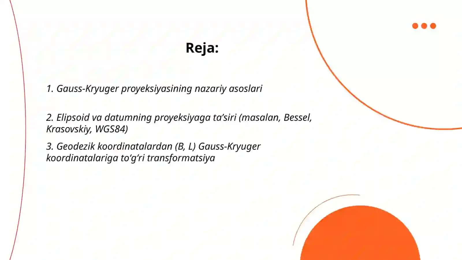 Gauss-Kryuger proyeksiyasining nazariy asoslari 2